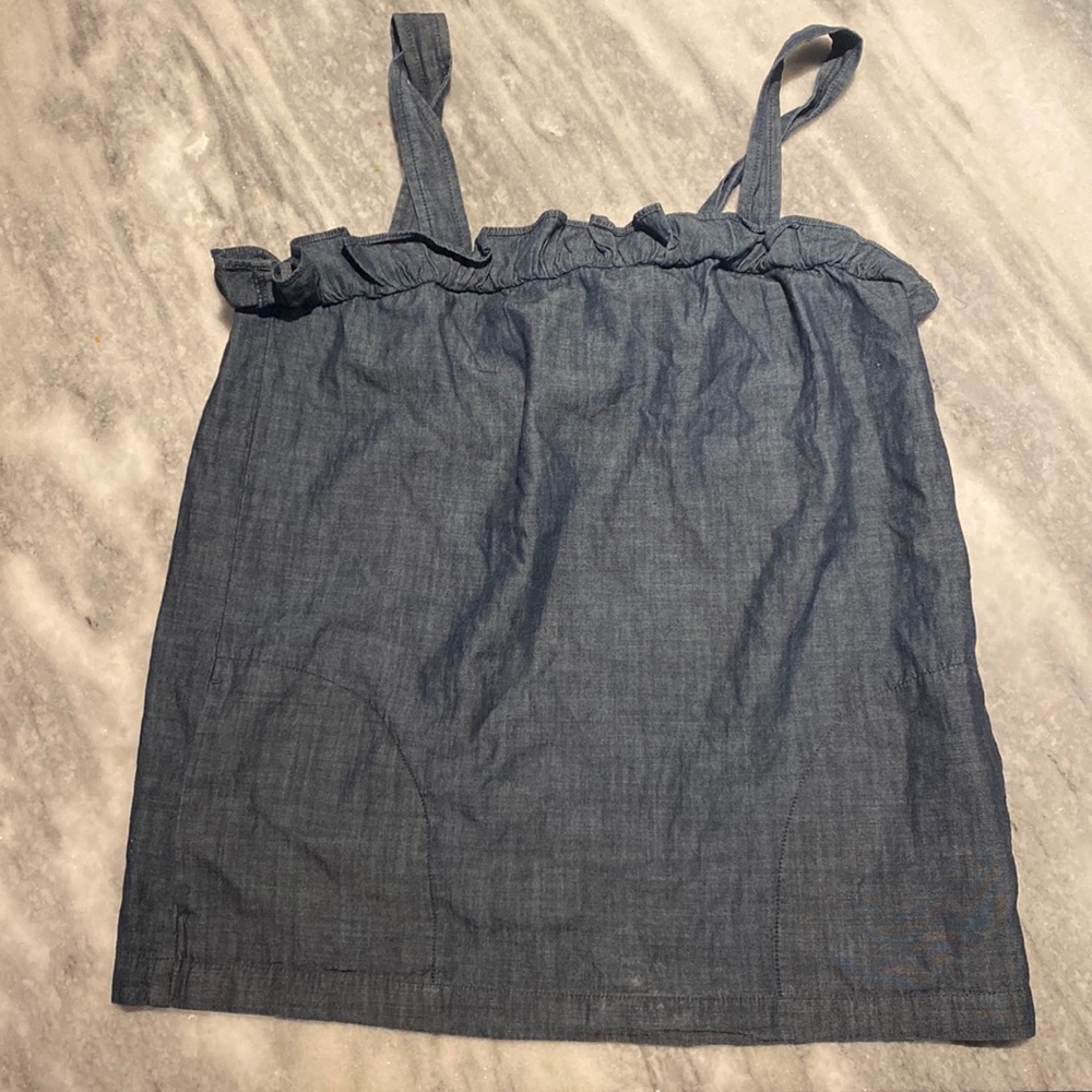 J crew Brand new tank with adjustable straps size 2 chambray ruffle flounce top